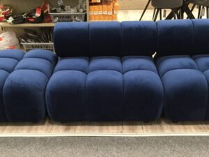 Modulaire zitbank links open met hocker blauw