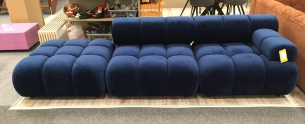 Modulaire zitbank links open met hocker blauw