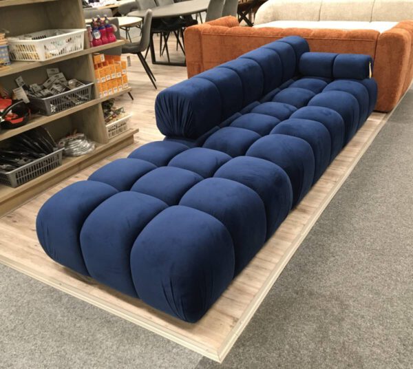 Modulaire zitbank links open met hocker blauw - Afbeelding 2