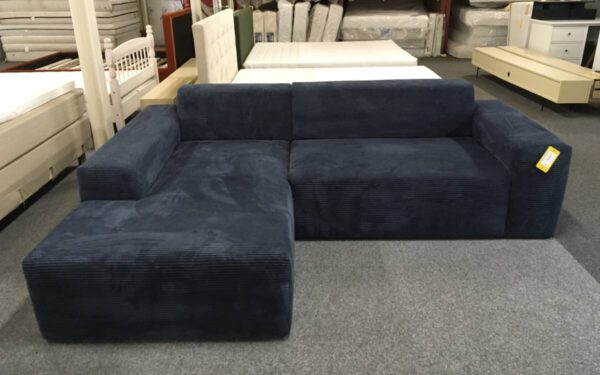 Hoekbank Ribstof Blauw