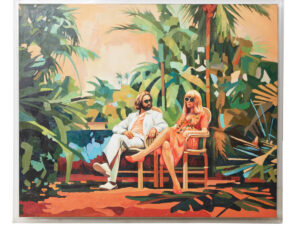 HKLiving Schilderij Conversation (sierlijst mist)