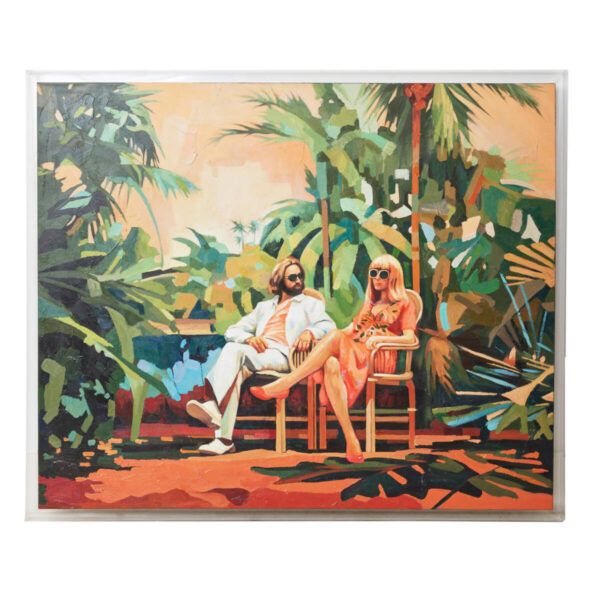 HKLiving Schilderij Conversation (sierlijst mist)