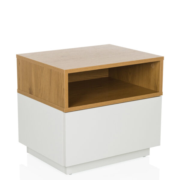 Bijzettafel wit/eiken