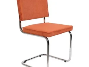 Zuiver Ridge Eetkamerstoel - Ribstof - Oranje (set van 2)