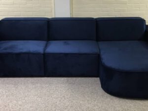 Hoekbank rechts velours blauw