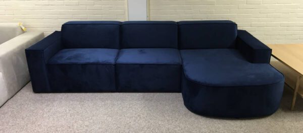 Hoekbank rechts velours blauw