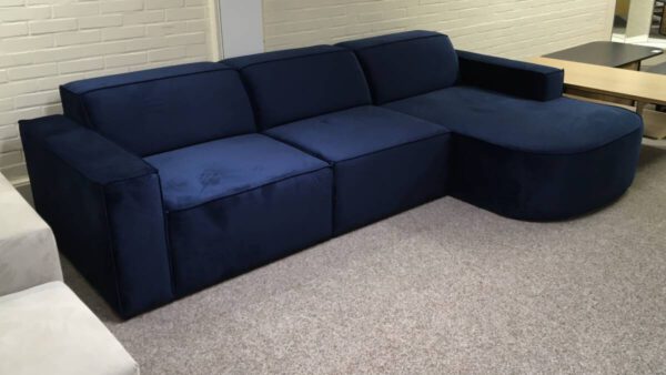 Hoekbank rechts velours blauw - Afbeelding 2
