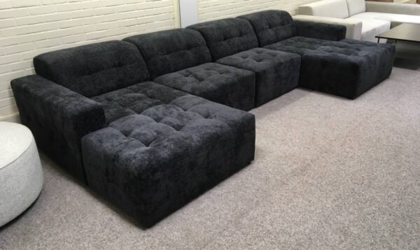 Cosmopolitan  U-bank  Chenille Zwart - Afbeelding 2