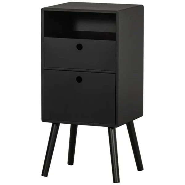 Woood Ozzy Nachtkastje - Hout - Zwart - 75x36x30
