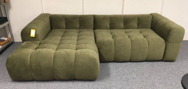 Hoekbank links velvet groen