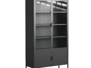 4 Deurs vitrinekast zwart