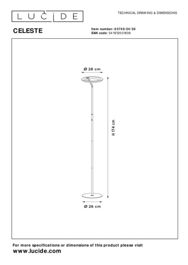 Lucide CELESTE - Vloerlamp - Ø28 cm - Afbeelding 3