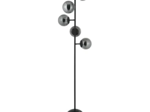 Vloerlamp zwart met glazen bollen
