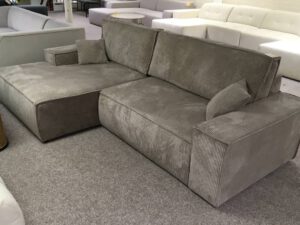 Hoekbank ribstof met slaapfunctie