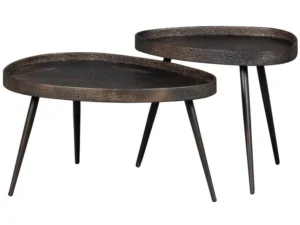Crude bijzettafels (set van 2) Antique Bronze