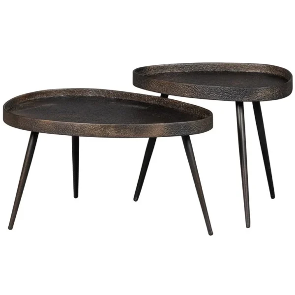 Crude bijzettafels (set van 2) Antique Bronze