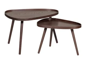 Bijzettafel (set van 2) Walnoot