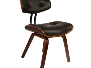 Dutchbone Blackwood Stoel - Donkerbruin Onderstel - Zwart Kunstleer