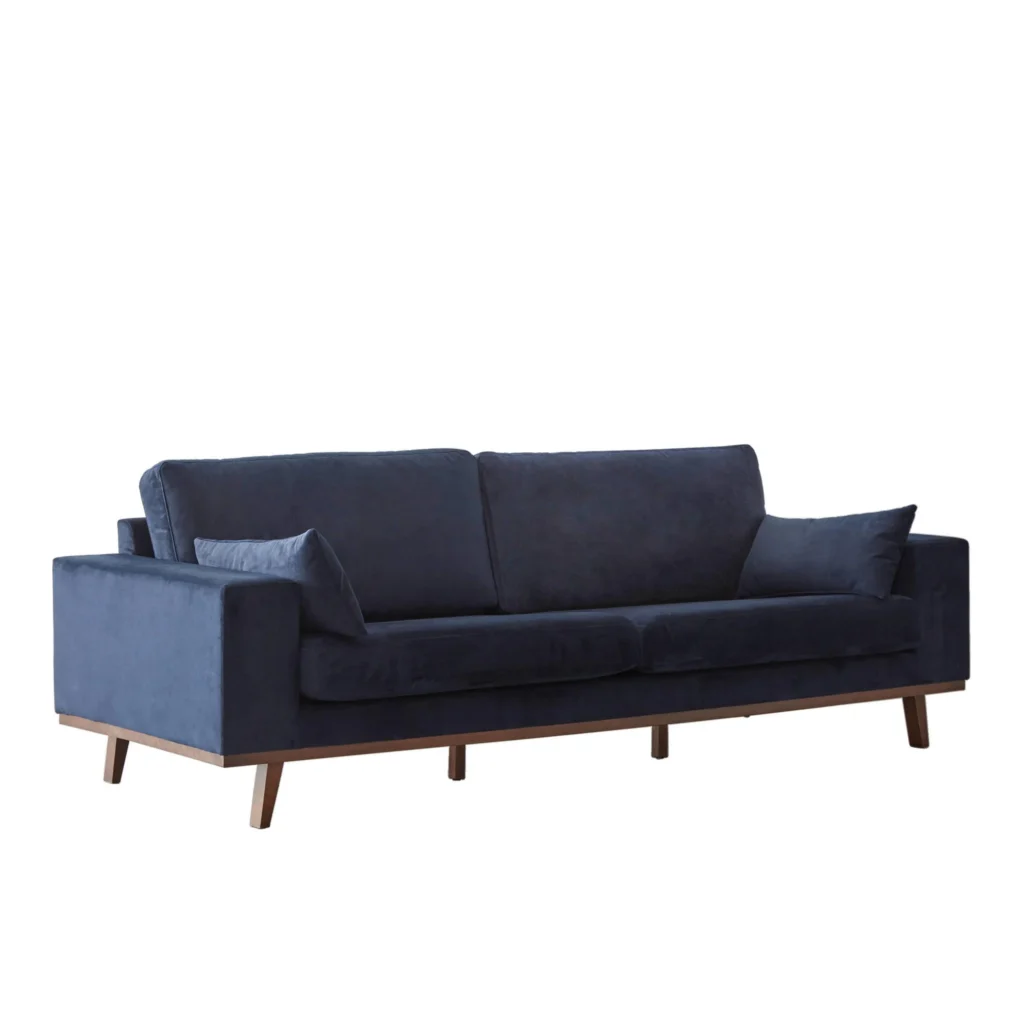 img (5) 3 Zitsbank Velours Blauw - Afbeelding 1