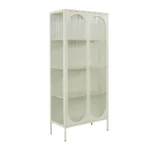 2 Deurs kast met glas Offwhite