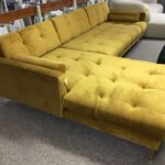 Hoekbank met Chaise Longue Links Okergeel/Goud