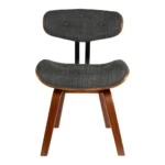 Dutchbone Blackwood Eetkamerstoel - Donkerbruin Onderstel - Grijs Textiel - Afbeelding 2