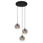EGLO hanglamp Ariscani - ø 42,5 cm - rookglas - 3 lichts - zwart (excl. .lichtbron)