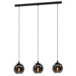 EGLO  Ariscani Hanglamp - E27 - 76,5 cm - Zwart - Rookglas (excl. lichtbron)